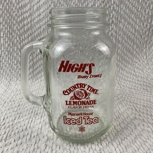 VTG High's Dairy Drinking Jar Mug Lemonade Maxwell House Iced Tea Advertising